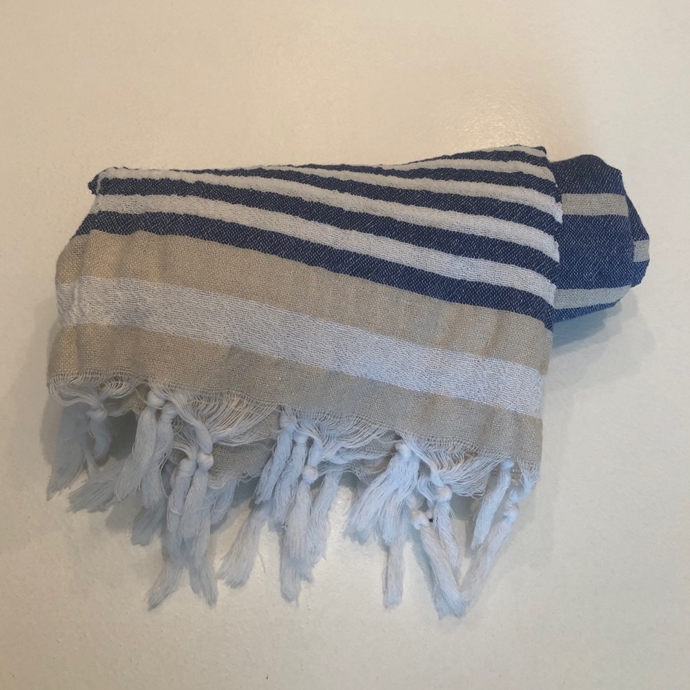 Striped linen sarong, beach blanket, summer wrap